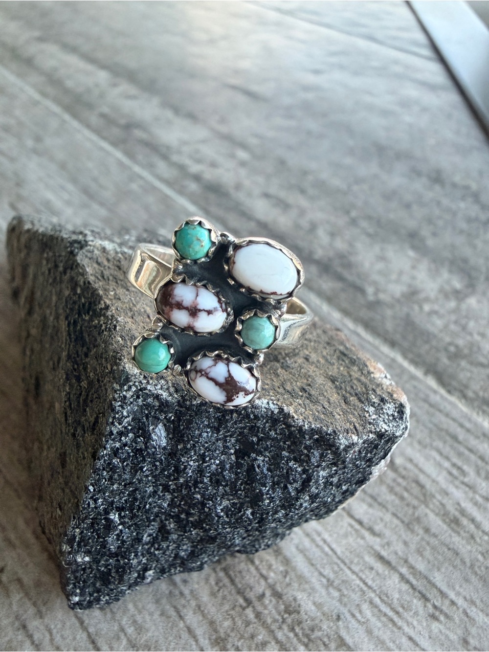 Turquoise & Wild Horse Ring - Adjustable
